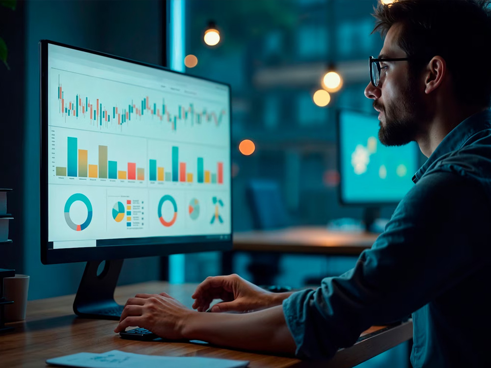 Laptop displaying a live business analytics dashboard